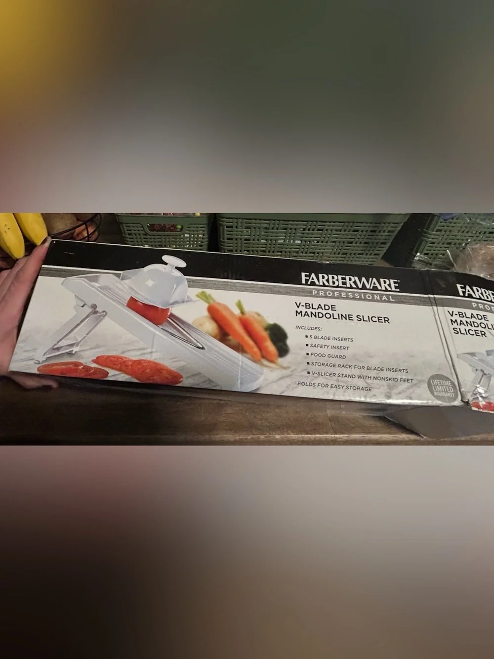 Farberware White V-Blade Mandoline Slicer with Food Guard